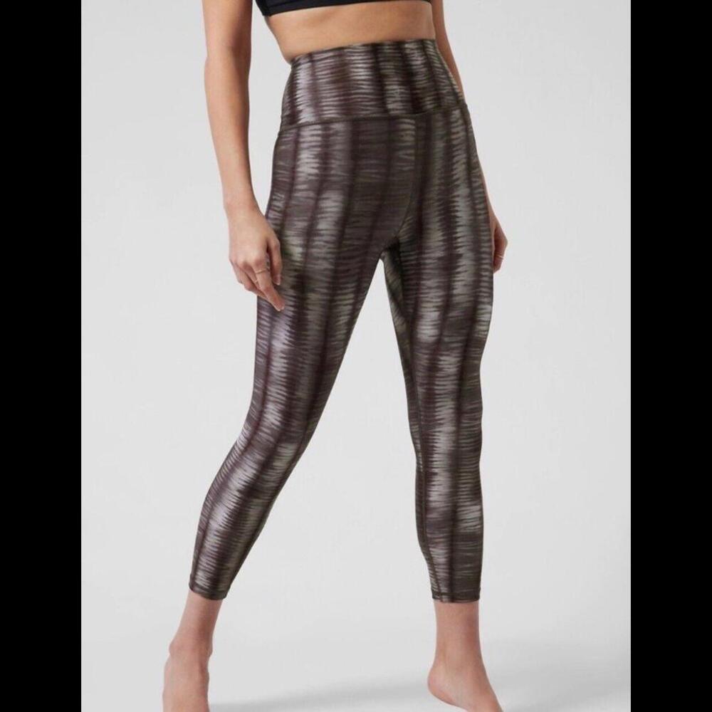 Athleta Elation 7/8 Tight Sz L Shoreline Shibori Powervita Black High Waisted